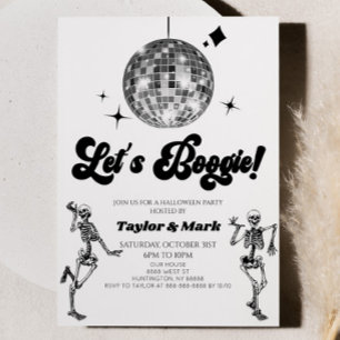 Invitación ¡Vamos Boogie! Discoteca Skeletons Halloween Party