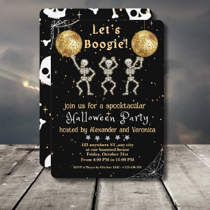 Invitación ¡Vamos Boogie! Partido Halloween Black and Gold Di