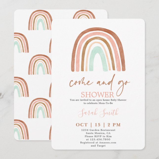 Invitación Vamos chica de Baby Shower Rainbow (Anverso / Reverso)