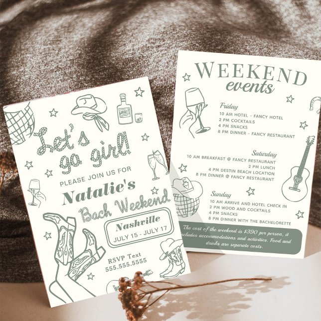 Invitación Vamos Chica Nashville Bachelorette International (Subido por el creador)