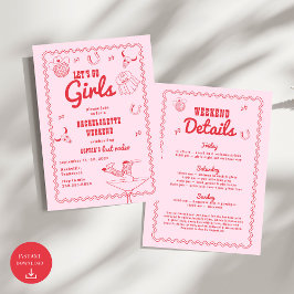 Invitación Vamos Chicas Bachelorette Rosa y Roja