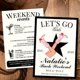 Invitación Vamos Chicas Cowgirl Bachelorette Itinerary y
