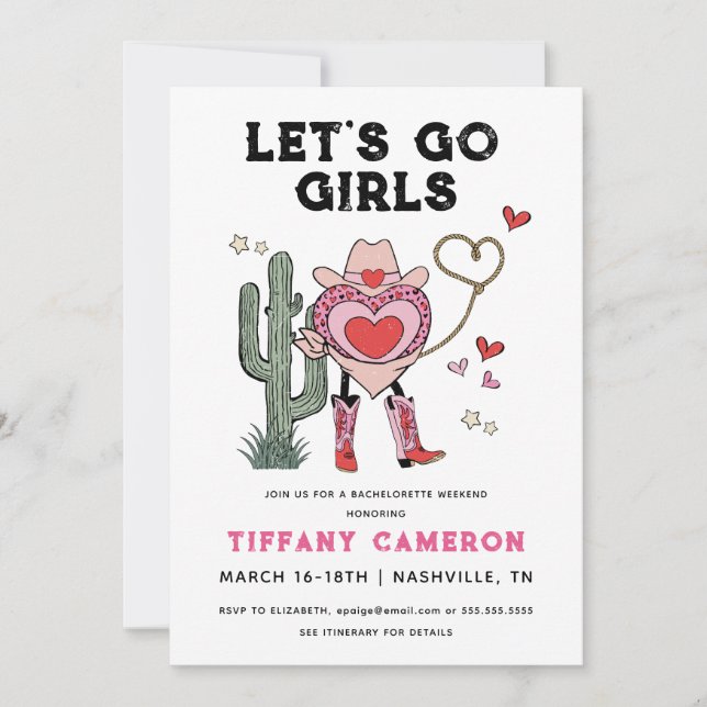 Invitación Vamos Chicas Cowgirl Bachelorette Weekend (Anverso)
