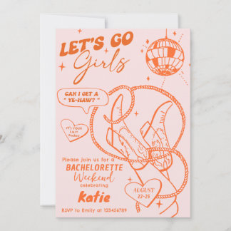 Invitación Vamos Chicas Cowgirl Disco Bachelorette Weekend