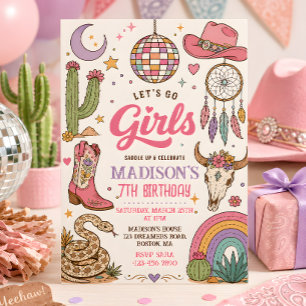 Invitación Vamos Chicas Cumpleaños Disco Vaquera Occidental