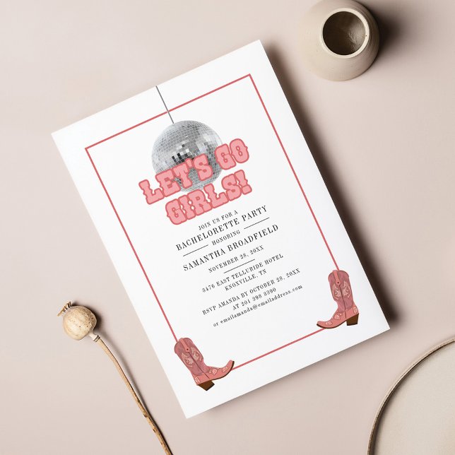 Invitación Vamos Chicas Disco Cowgirl Bachelorette (Subido por el creador)