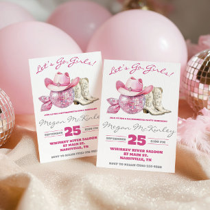 Invitación ¡Vamos, Chicas! Disco Rosa, Despedida de Soltera C