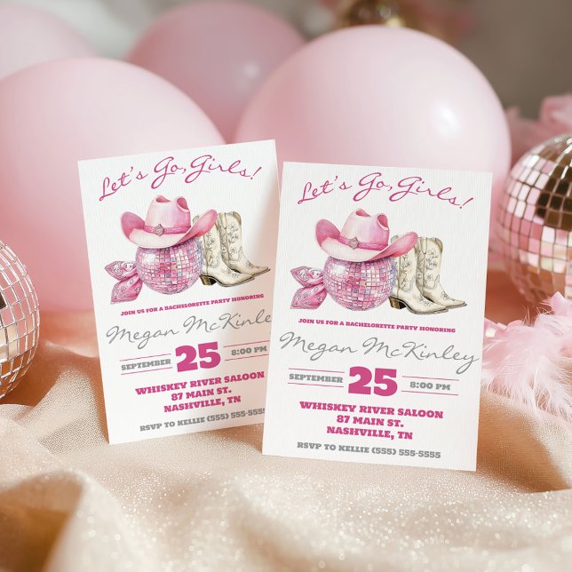 Invitación ¡Vamos, Chicas! Disco Rosa, Despedida de Soltera C (Subido por el creador)
