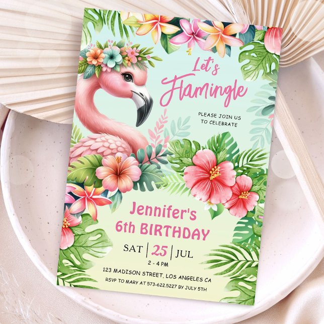 Invitación Vamos Chicas Flamingle Pink Flamingo 6to cumpleaño (Subido por el creador)