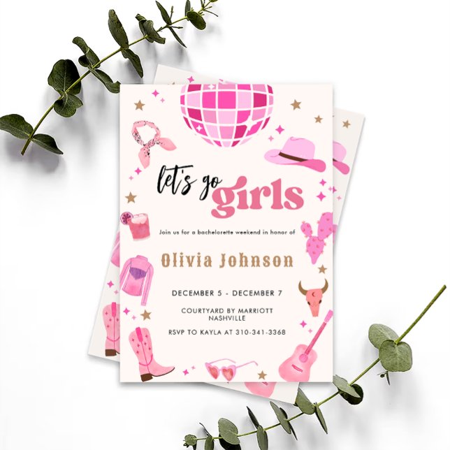 Invitación Vamos Chicas Rodeo Rosa Nashville | Bachelorette (Subido por el creador)