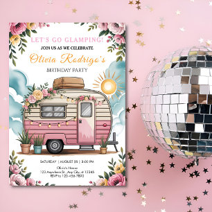 Invitación ¡Vamos de Glamping Chica Cumpleaños Boho Caravana