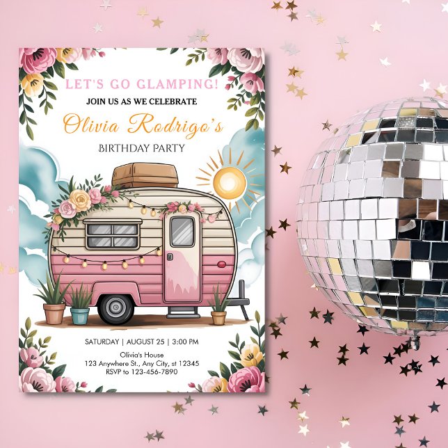 Invitación ¡Vamos de Glamping Chica Cumpleaños Boho Caravana  (Subido por el creador)