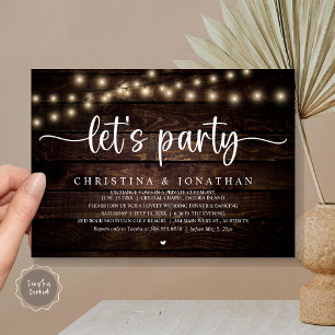 Invitación Vamos fiesta, Boda Rústico, Elopement