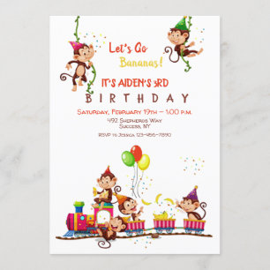 Invitación Vamos fiesta de cumpleaños bananas