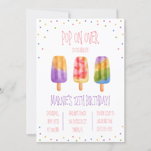 Invitación ¡Vamos! Fiesta de cumpleaños temática de Popsicle