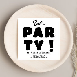 Invitación ¡Vamos Fiesta! Guión negrita rajado negro y blanco