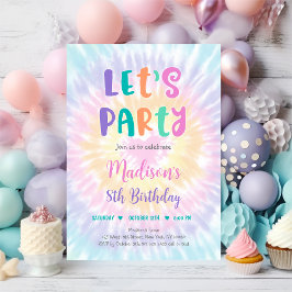 Invitación Vamos Fiesta Pastel Tie Dye Boho Hippie Cumpleaños