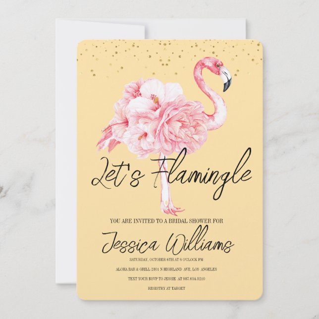 Invitación ¡Vamos Flamingle! Bash Tropical Bridal Shower (Anverso)