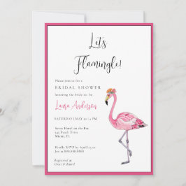 Invitación ¡Vamos Flamingle! Ducha de novia blanca y rosa cal