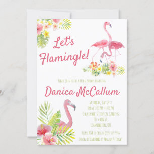 Invitación ¡Vamos Flamingle! Ducha de novias con temática tro