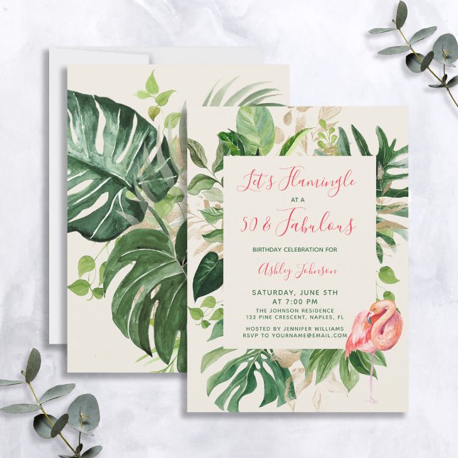 Invitación Vamos Flamingle Pink 50 y fabuloso cumpleaños (Subido por el creador)