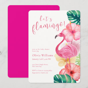 Invitación ¡Vamos Flamingo Fiesta Tropical Floral de Baby Sho