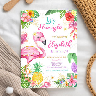 Invitación Vamos Flamingo Flamingle Cumpleaños Tropical