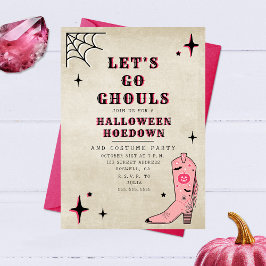 Invitación Vamos Ghouls fiesta de Halloween "Punto Rosado"