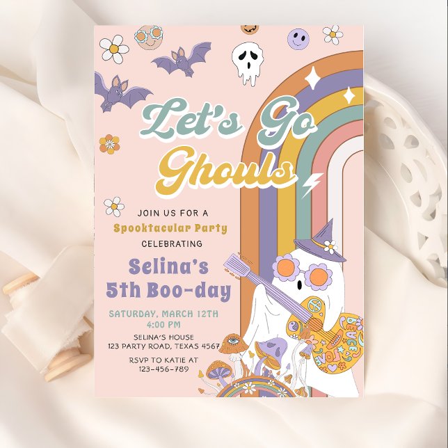 Invitación Vamos Ghouls Groovy Halloween cumpleaños (Subido por el creador)