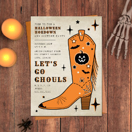 Invitación Vamos Ghouls Halloween Hoedown Cowboy Boot