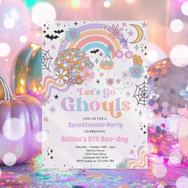 Invitación Vamos Ghouls Halloween lindo Fantasma Rosa (Subido por el creador)