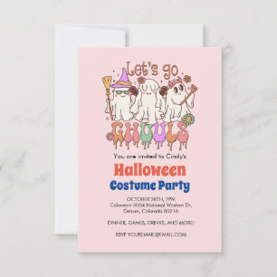 Invitación Vamos Ghouls, Halloween rosa retro