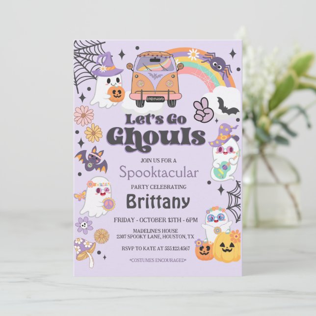 Invitación Vamos Ghouls Hippie Halloween Party (Anverso de pie)
