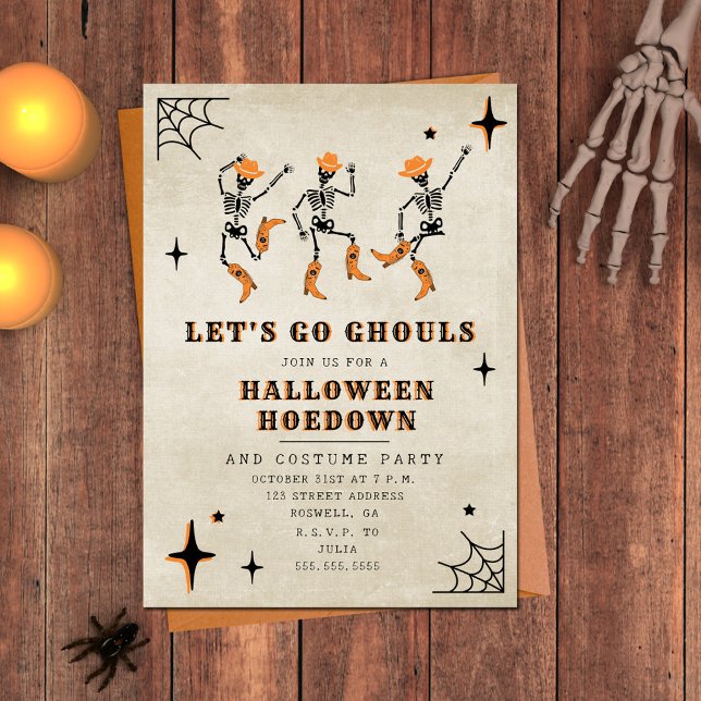 Invitación Vamos Ghouls Skeleton Boots Halloween Party (Subido por el creador)