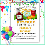 Invitación Vamos Ketchup BBQ Funny Birthday<br><div class="desc">Prepárate para asfixiar y condimentar tus celebraciones de cumpleaños con una divertida y peculiar invitación a la barbacoa. Con una botella de ketchup con la pegadiza frase "Let's Ketchup",  esta invitación seguramente captará la atención de todos los invitados fiestas.</div>