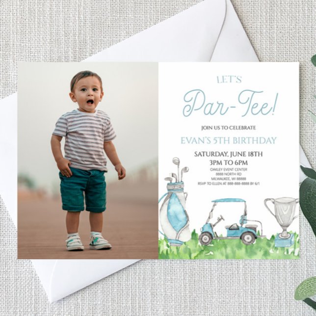 Invitación ¡Vamos Par-Tee! Fiesta de cumpleaños de Blue Golf  (Subido por el creador)