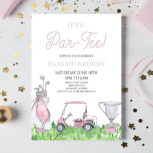 Invitación ¡Vamos Par-Tee! Fiesta de cumpleaños del Golf Rosa