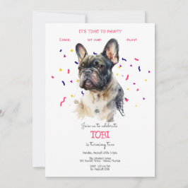 Invitación Vamos pavoneante, fiesta de cumpleaños de perro