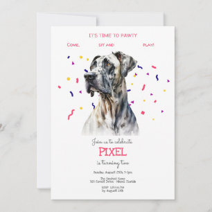 Invitación Vamos pavoneante, fiesta de cumpleaños de perro