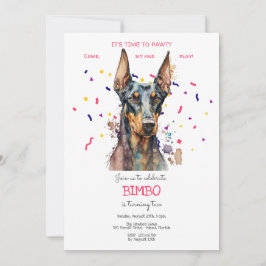 Invitación Vamos pavoneante, fiesta de cumpleaños de perro