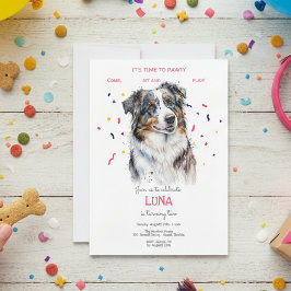 Invitación Vamos pavoneante, fiesta de cumpleaños de perro