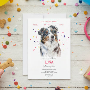Invitación Vamos pavoneante, fiesta de cumpleaños de perro