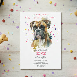 Invitación Vamos pavoneante, fiesta de cumpleaños de perro