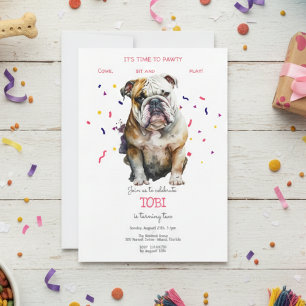 Invitación Vamos pavoneante, fiesta de cumpleaños de perro
