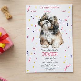 Invitación Vamos pavoneante, fiesta de cumpleaños de perro