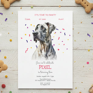 Invitación Vamos pavoneante, fiesta de cumpleaños de perro
