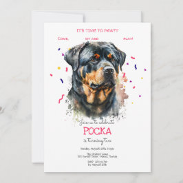 Invitación Vamos pavoneante, fiesta de cumpleaños de perro