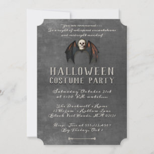 Invitación Vampiro Bat Wings Skull Halloween Party
