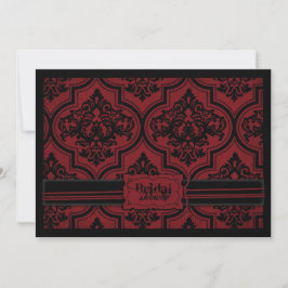 Invitación Vampiro Gótico de novia Red Damask Bridal Shower