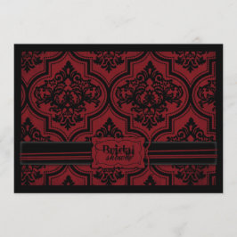 Invitación Vampiro Gótico de novia Red Damask Bridal Shower